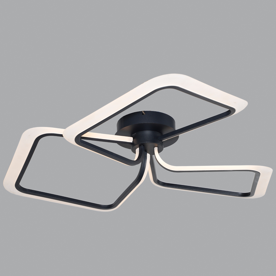 Artistic Design Square Combination LED Ceiling Lamp Three Heads Black Color 3000K
