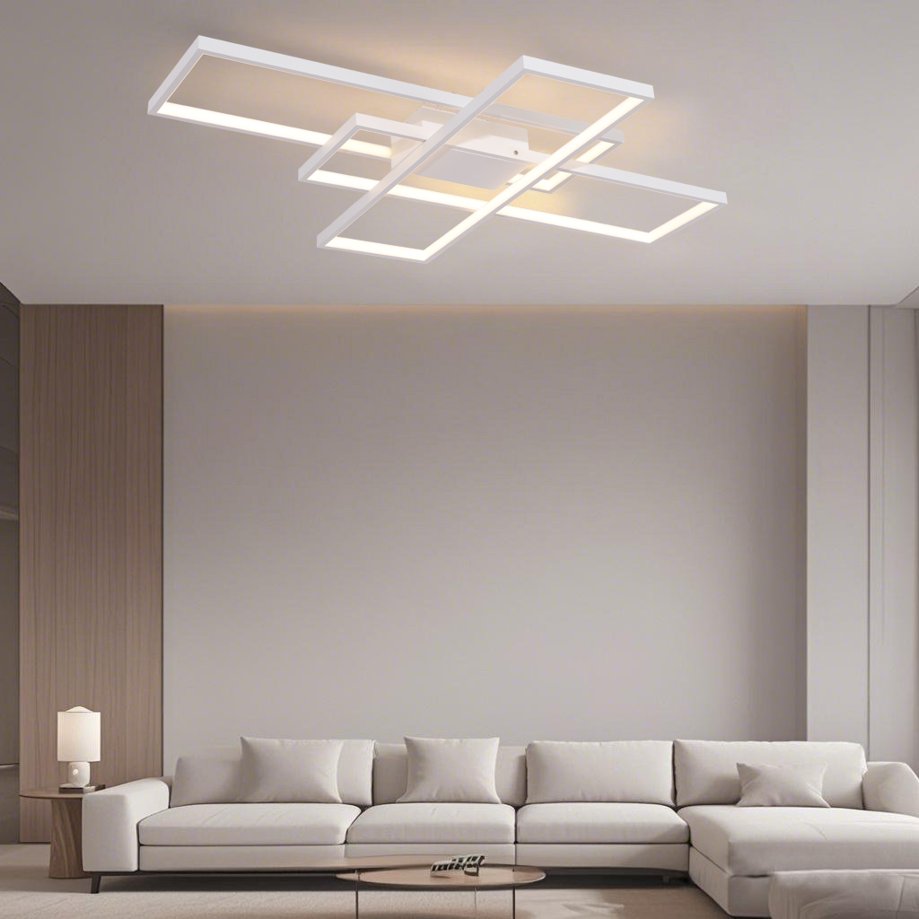 Modern Rectangular Combination Aluminum Ceiling Light White Color For Indoor Decor