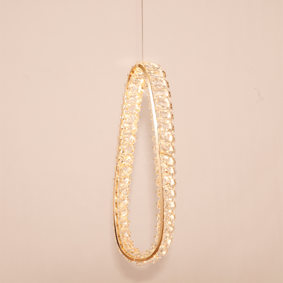 Ambient Crystal Pendant Light, 3000K Warm Glow, Irregular Shape for Bedside
