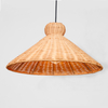 Handwoven Rattan Horn- Shaped Pendant Light Vintage Rustic Decor