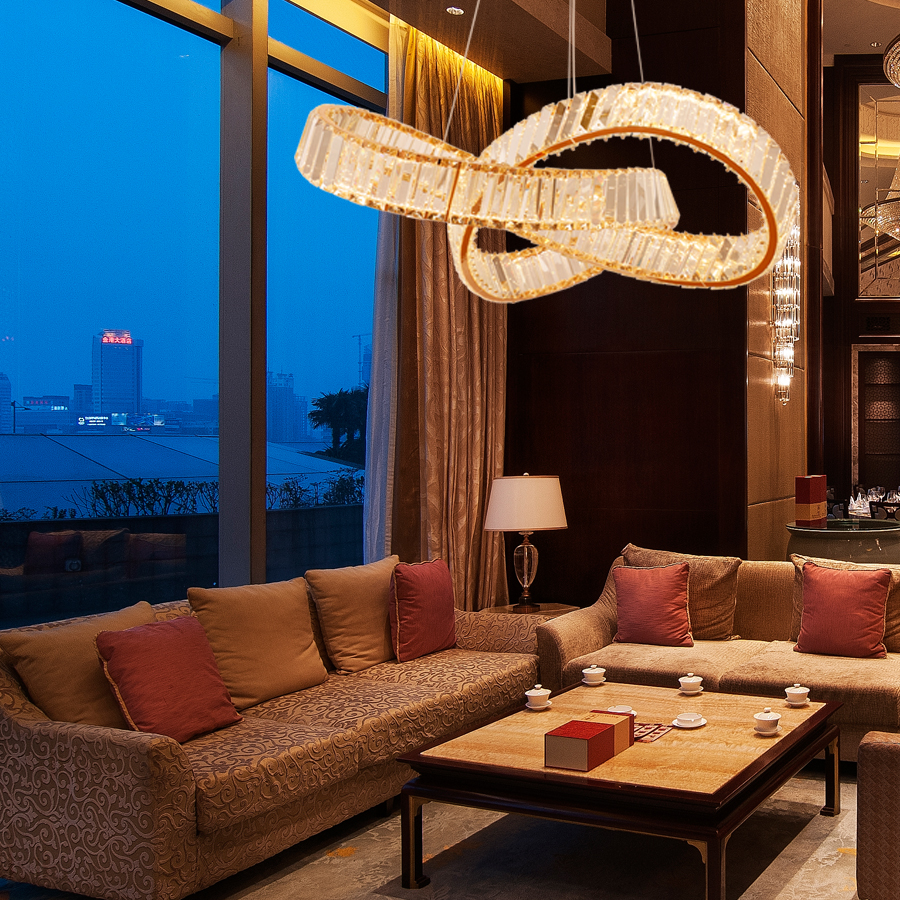 Living Room Crystal LED Chandelier, Floral Elegance, Indoor Use