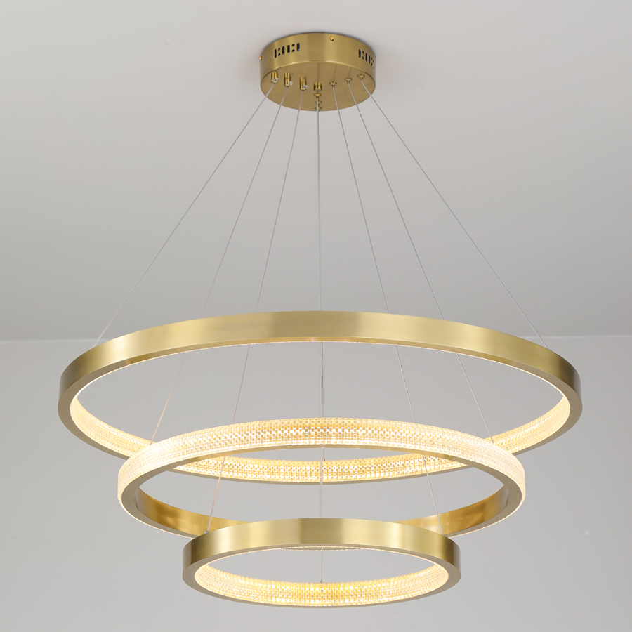 LED Aluminum Acrylic Circle Round Ring Pendant Light Three Tiers 