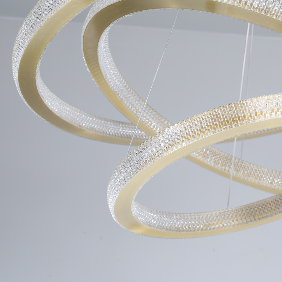 LED Aluminum Acrylic Circle Round Ring Pendant Light Three Tiers Bright From Two Sizes