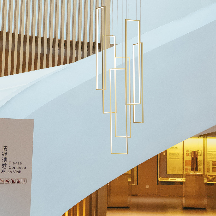 LED Aluminum Pendant Light Big Stair Chandelier