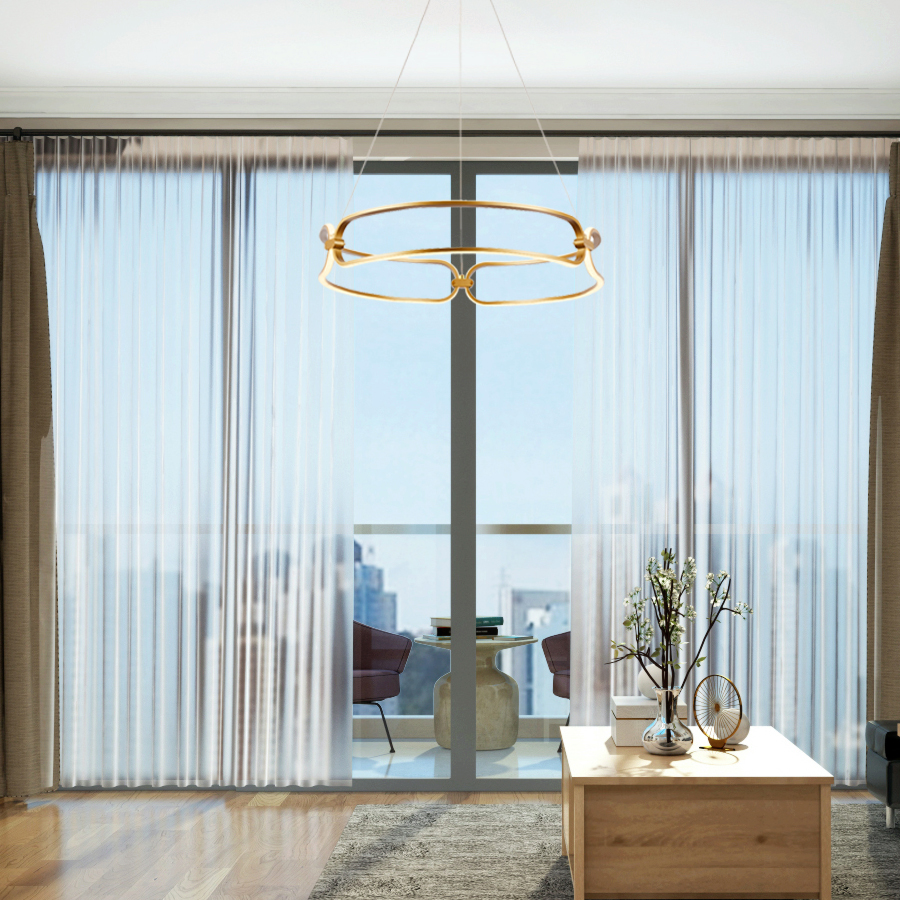 LED Artistic Lamp Aluminum Pendant Round Shape MT-LD22010 GD