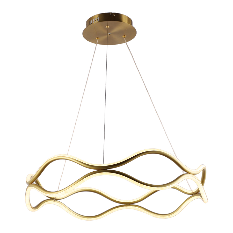 Aluminum Wave shaped LED Pendant Light Gold Color