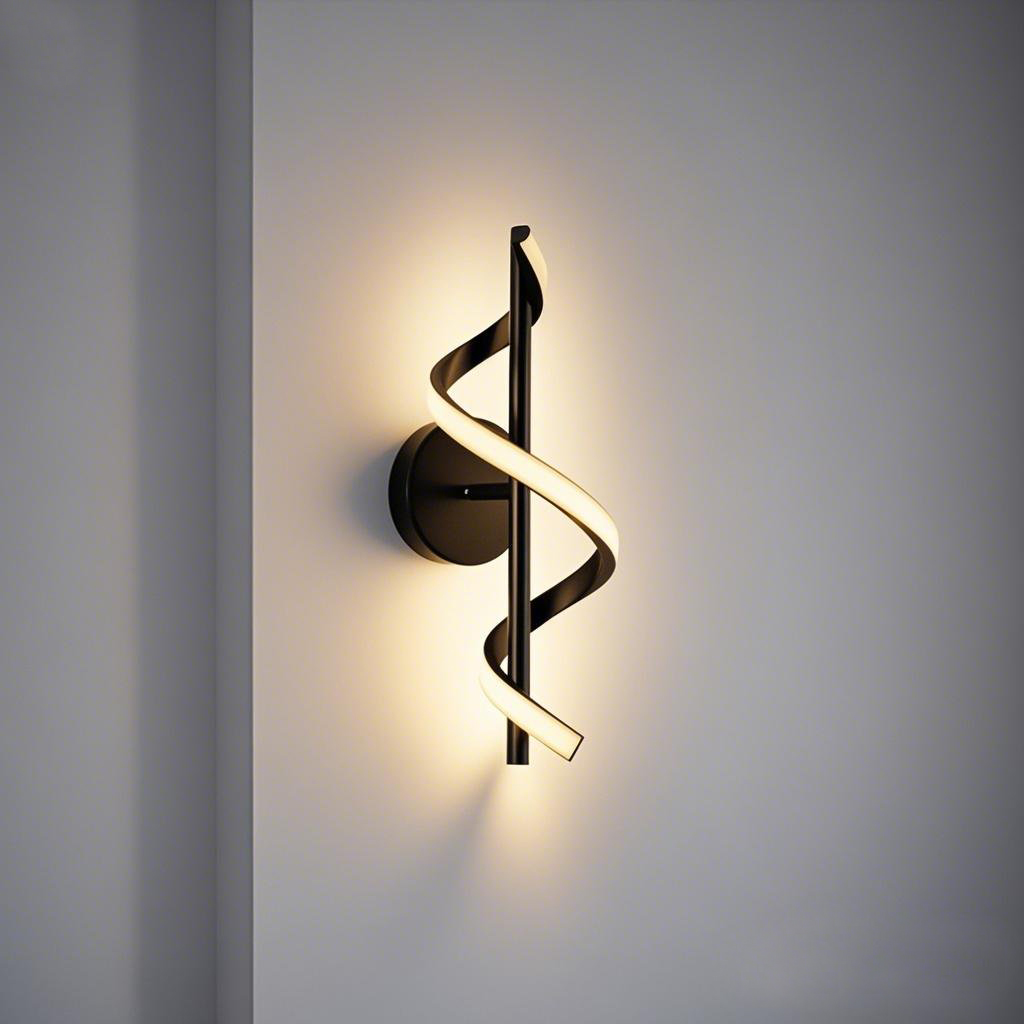 Modern Artistic LED S-Shaped & Spiral Aluminum Wall Light Bedside Wall Lamp Black Color