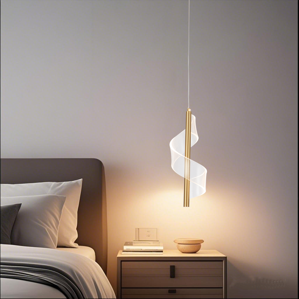 Spiral Acrylic LED Aluminum Small Pendant Light
