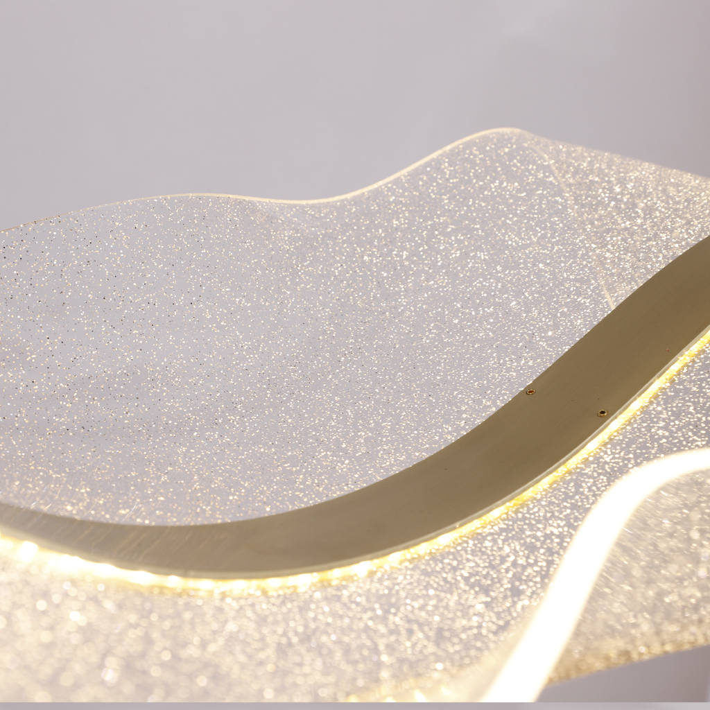 Big LED Wave Aluminum Acrylic Suspended Pendant Light 3000K Chandelier