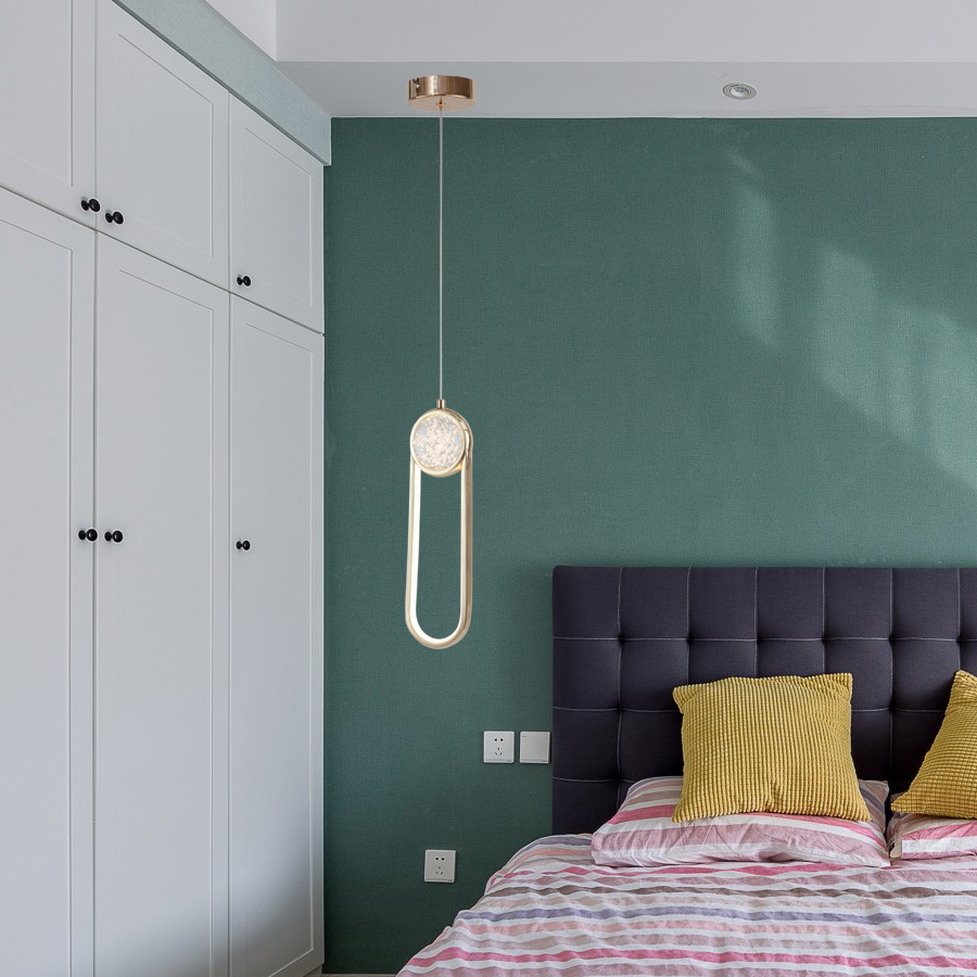 LED Aluminum Crystal Small Creative Oval Pendant Light Bedside Pendant Lamp