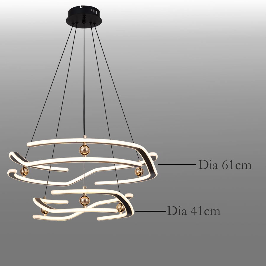LED Aluminum Ring Pendant Light Circular Chandelier Two Tiers For Indoor Use