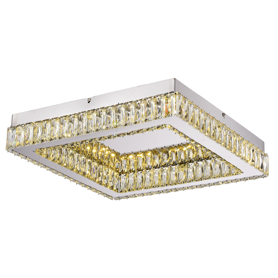 Modern LED Square Ceiling Lamp Crystal Accents Round Bright Light For Indoor Decor