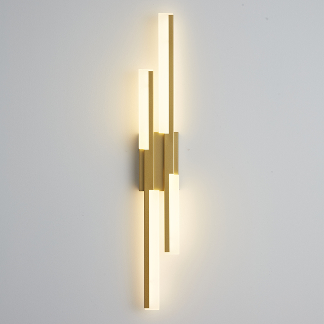 Modern Artistic LED Linear Straight Line Aluminum Acrylic Wall light Double Light