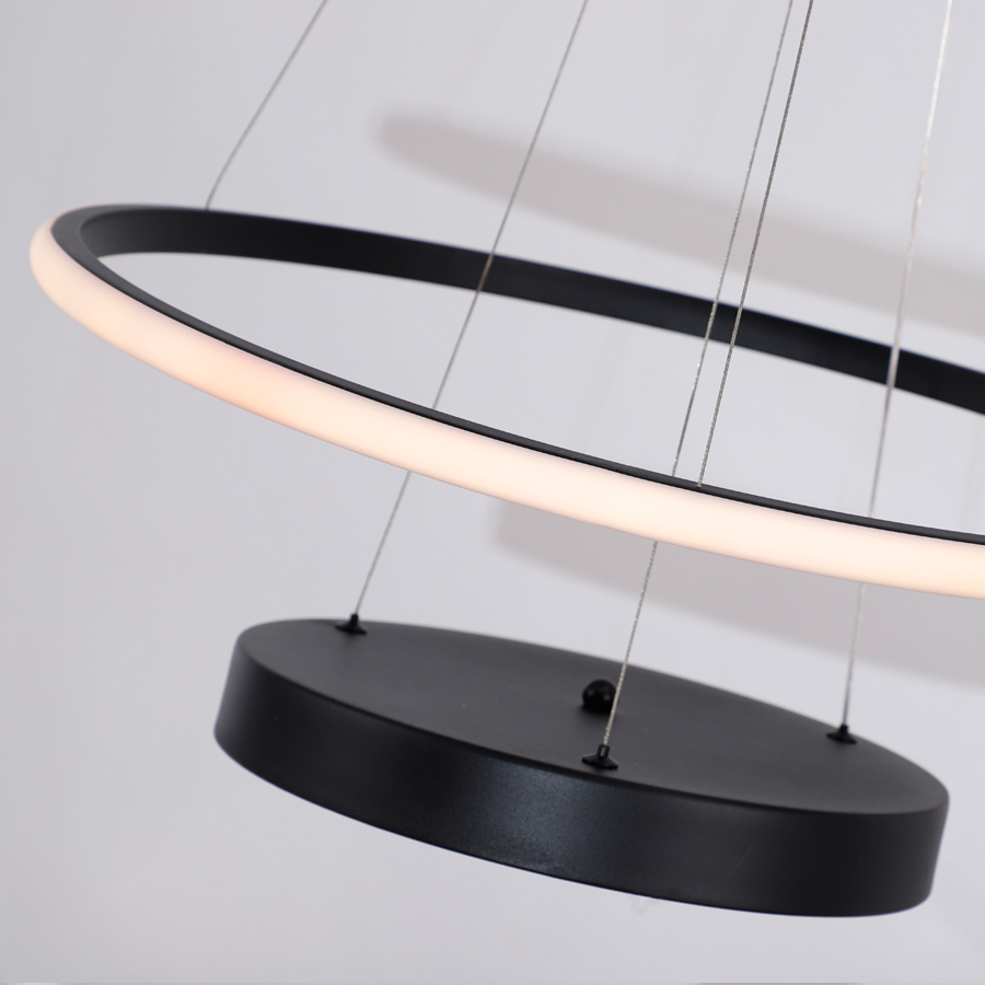 Black Aluminum Three Tiers LED Pendant Light For Indoor Decor
