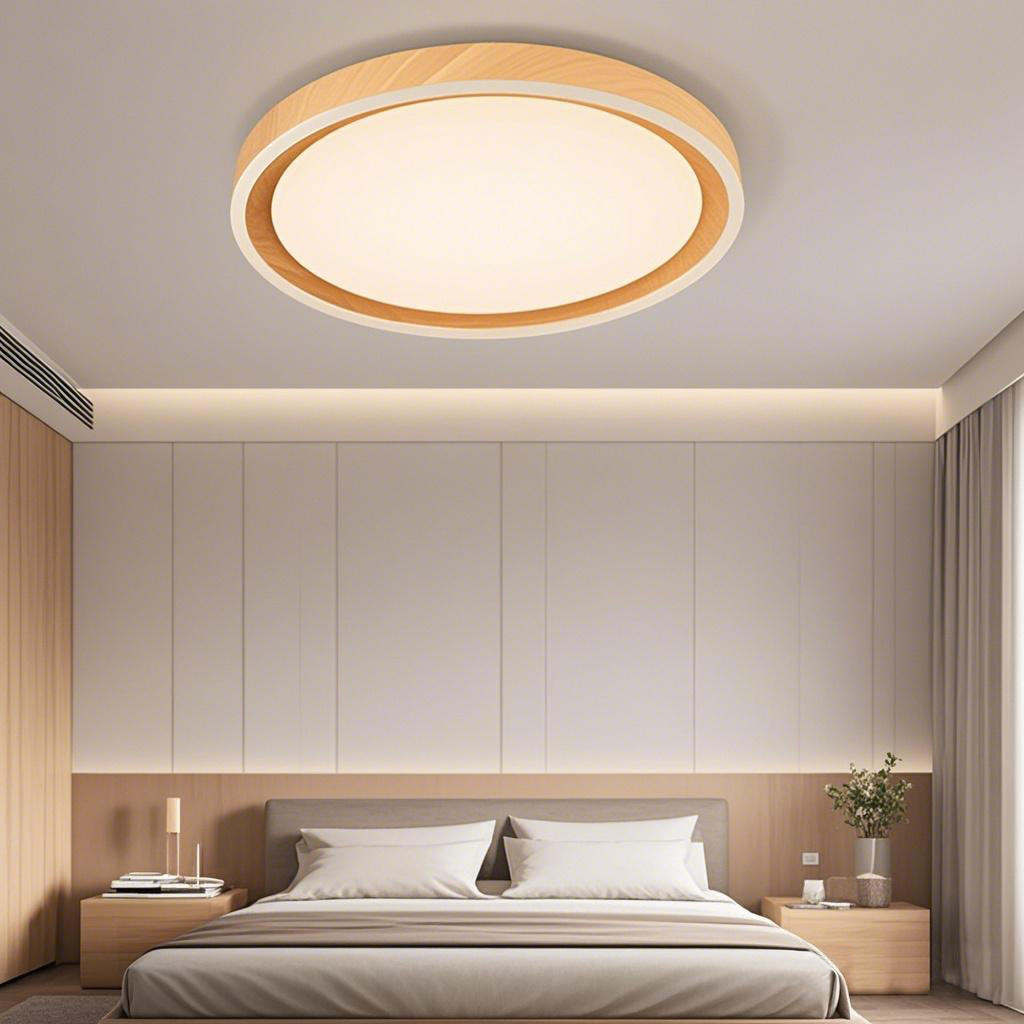 Modern Simple Plastic LED Ceiling Light Wood Color Size 50CM