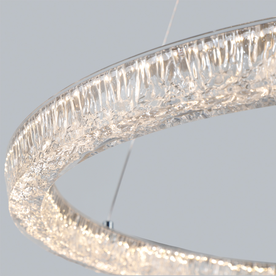 LED Transparent Water-Wave Texture Acrylic Chandelier Chrome Metal For Indoor Use