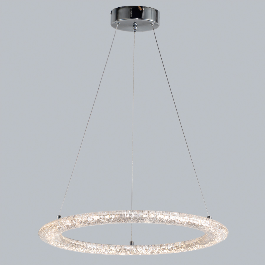 LED Transparent Water-Wave Texture Acrylic Chandelier Pendant Light Chrome Metal For Indoor Use