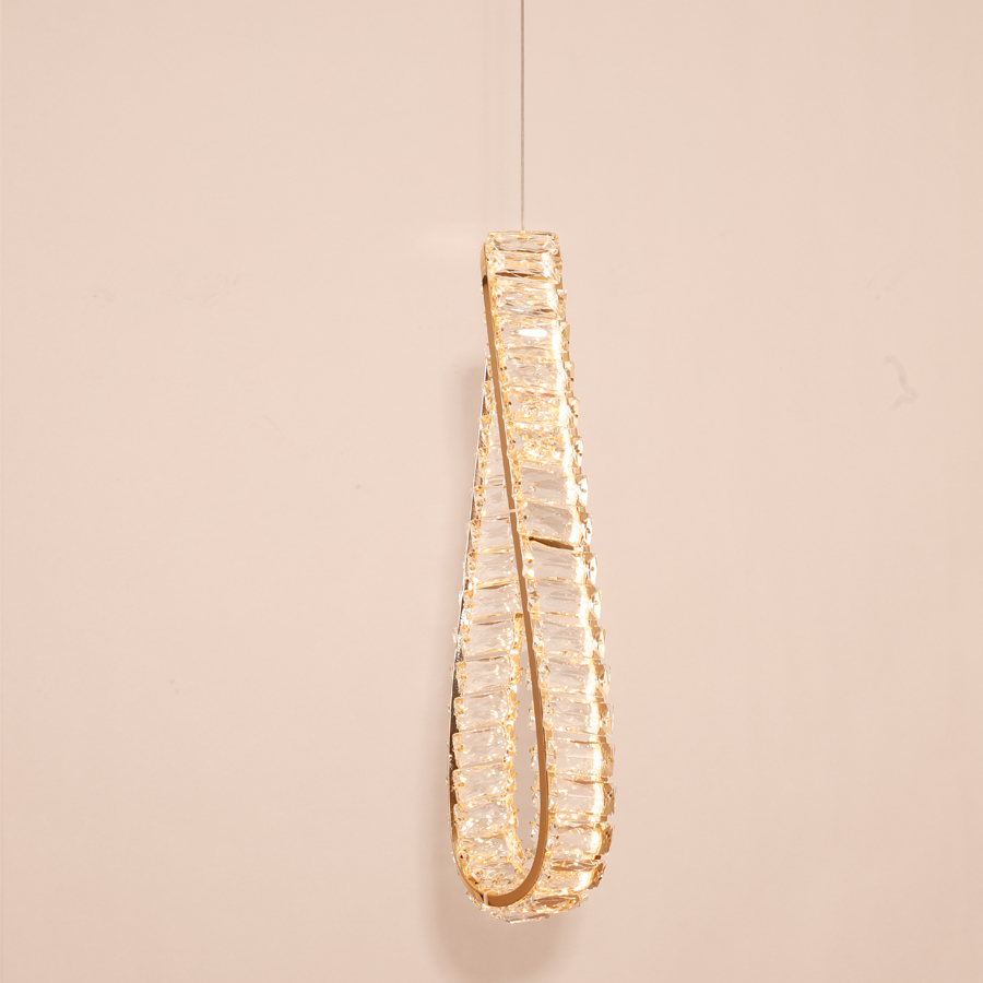 Ambient Crystal Pendant Light, 3000K Warm Glow, Irregular Shape for Bedside