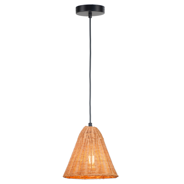 Handwoven Rattan Bell-Shaped Pendant Light Vintage Rustic Decor