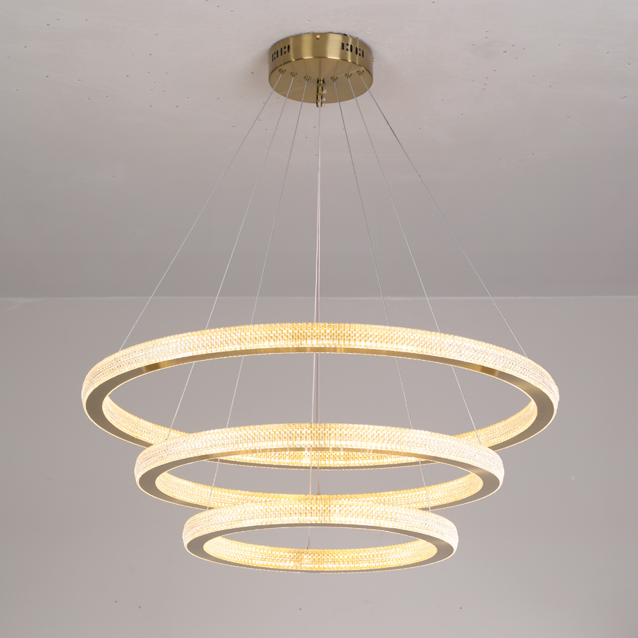 LED Aluminum Acrylic Circle Round Ring Pendant Light Three Tiers Bright From Two Sizes
