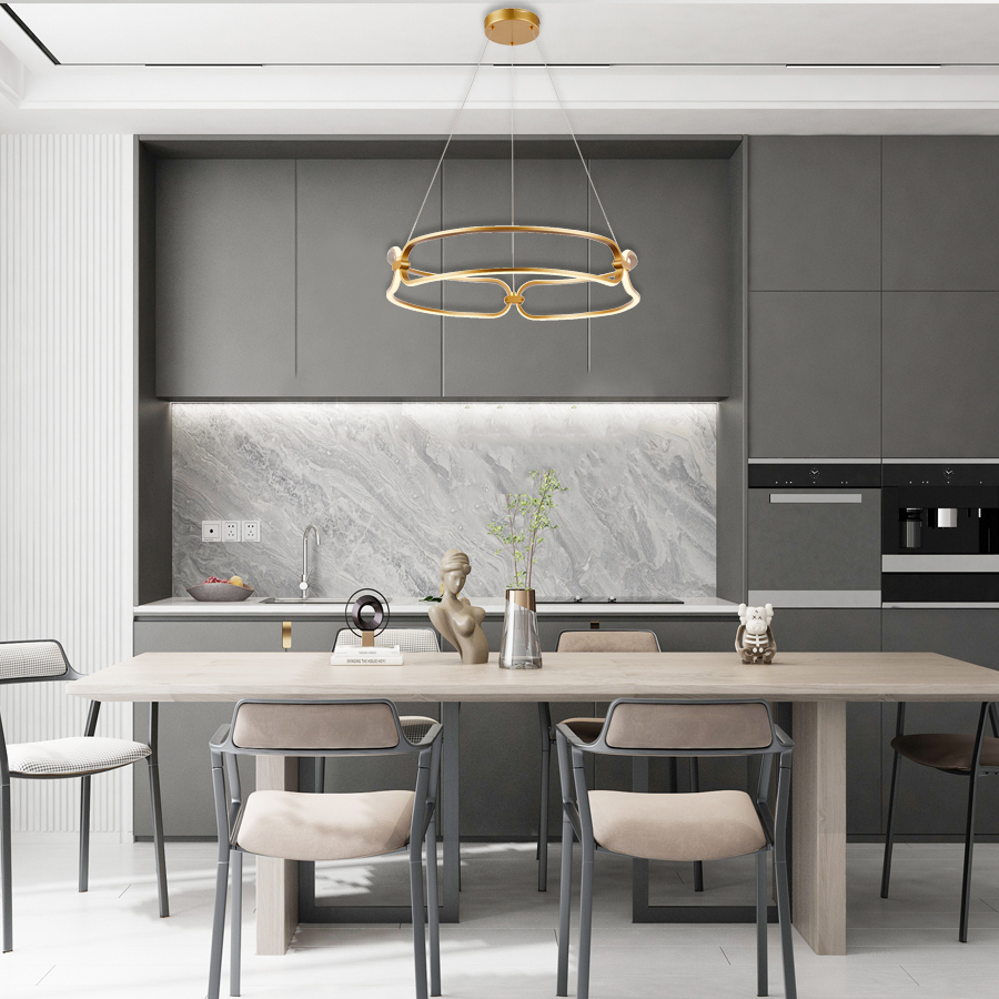 LED Artistic Lamp Aluminum Pendant Round Shape MT-LD22010 GD