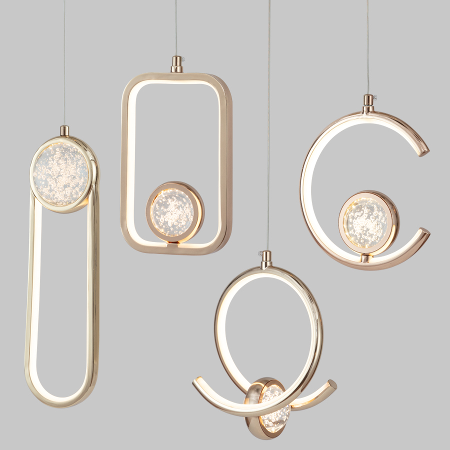 LED Aluminum Crystal Small Creative Pendant Light Bedside Pendant Lamp