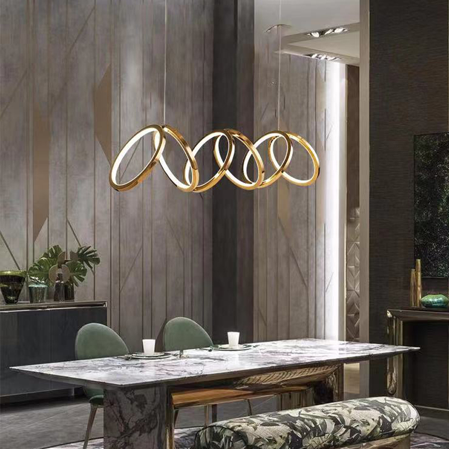 Modern Circles Horizontal LED Chandelier Stainless Steel Finished