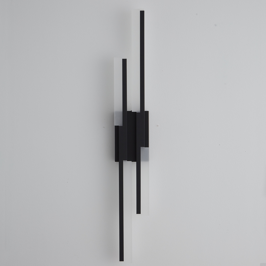 Modern Artistic LED Linear Straight Line Aluminum Acrylic Wall light Double Light Black Color