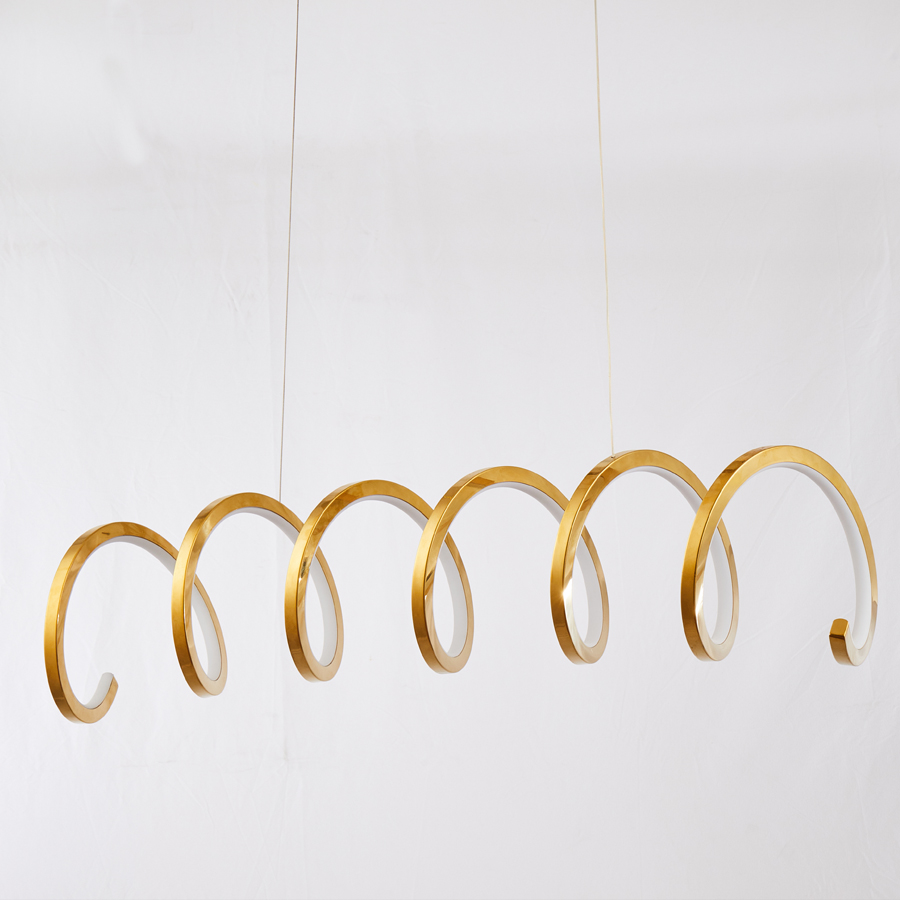 Modern Curved Line Horizontal LED Chandelier Stainless Steel Finished