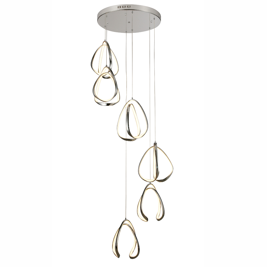 Stylish Chrome Aluminum LED Hanging Light 3 Heads & 6 Heads