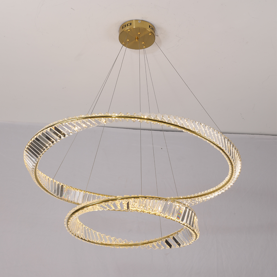Spirally Curved Crystal Pendant Light Two Tiers Chandelier Indoor Decorative Fixture