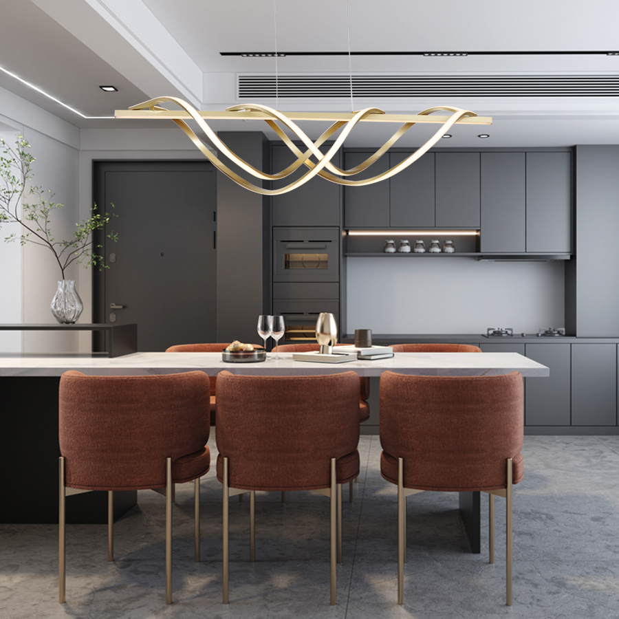 Wave-Shaped Curve Design Aluminum Pendant Lamp For Modern Inddor Use