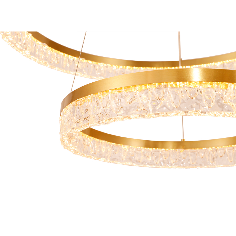 LED Circular Transparent Water Ripple-Shaped Acrylic Chandelier Two Tiers For Living Room Decor