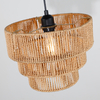 Natural Paper Rattan Woven Pendant Light Fixture Multi-Layered Circular Shape For Indoor Decor