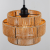 Natural Paper Rattan Woven Pendant Light Fixture Circle-Shaped For Indoor Decor