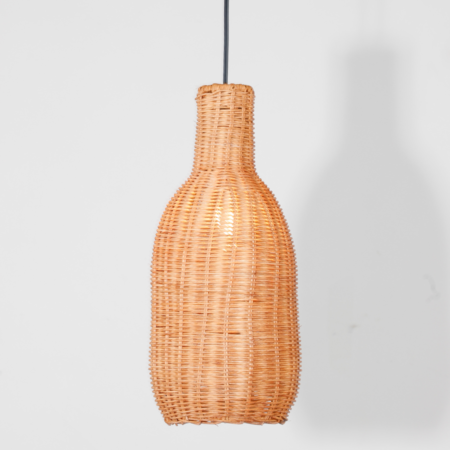 Handwoven Rattan Vase Shaped Pendant Light Vintage Rustic Decor