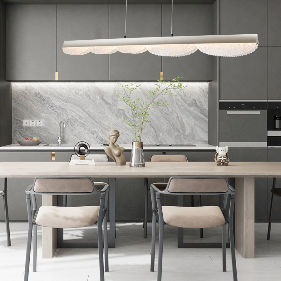 Modern LED Chandelier In Acrylic 3 Color Temperature Settings Horizontal Lighting