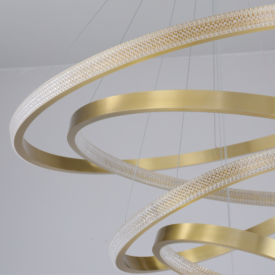 LED Aluminum Acrylic Circle Round Ring Pendant Light Four Tiers 