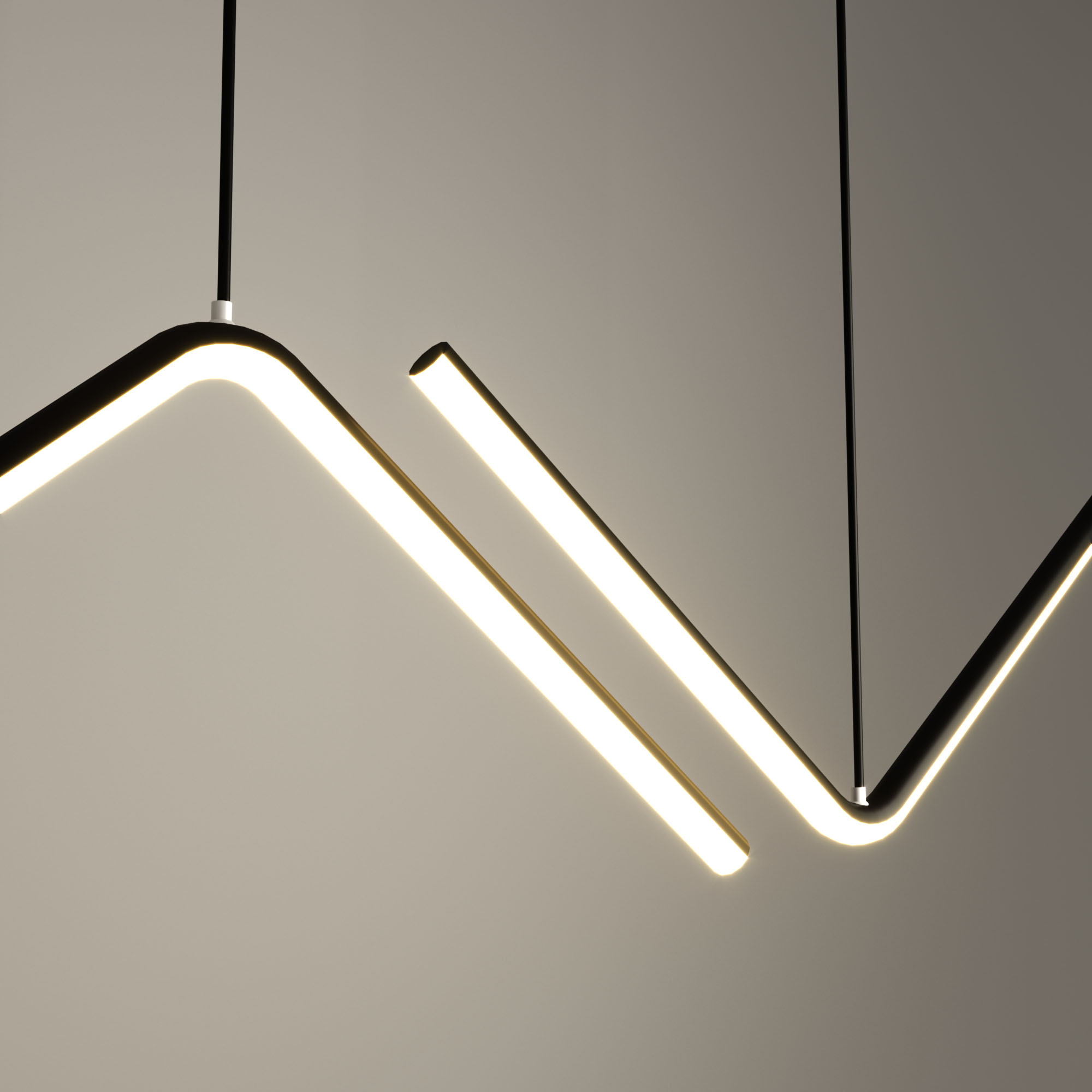 LED Double Linear Wave Aluminum Dinning Room Pendant Lamp Black Color MT-LD267-BK