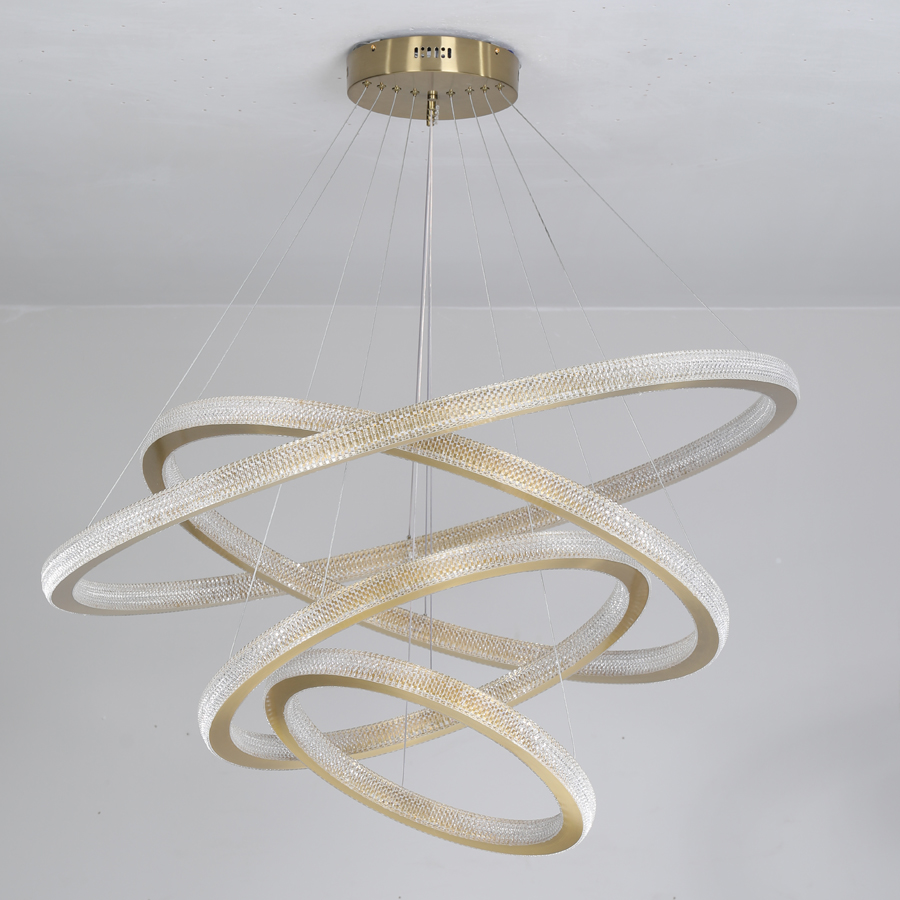 LED Aluminum Acrylic Circle Round Ring Pendant Light Four Tiers Bright From Two Sizes