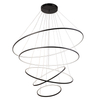 LED Aluminum Silicone Suspended Pendant Lamp Five Rings Black Color