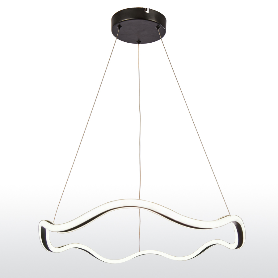 Aluminum Wave shaped LED Pendant Light Bright From Both Sides Black Color MT-LD2306-M