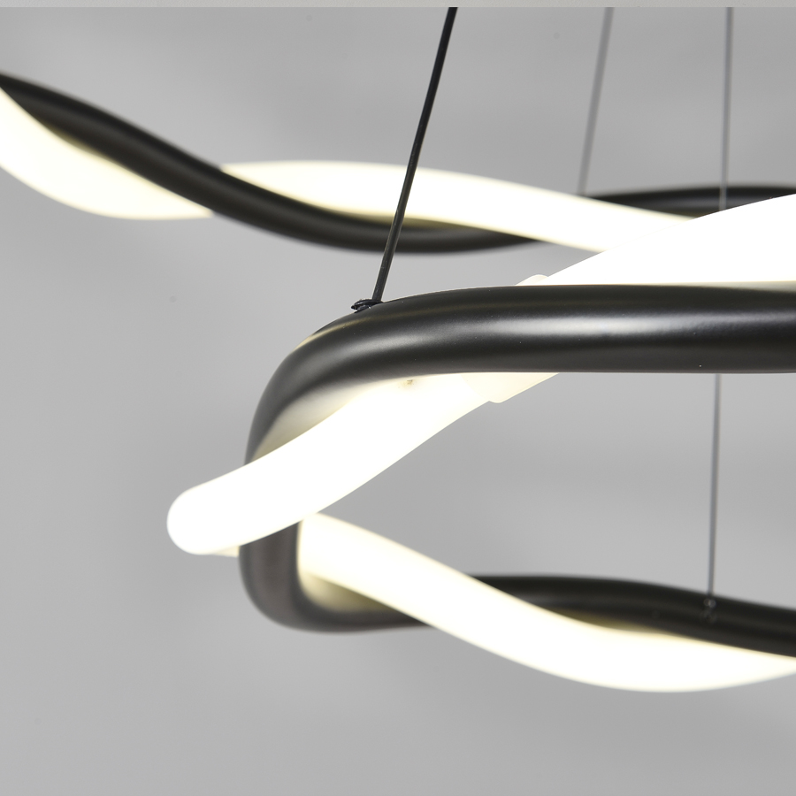 Modern LED Metal Silicone Twist Braided Pendant Light Two Tiers For Indoor Decor