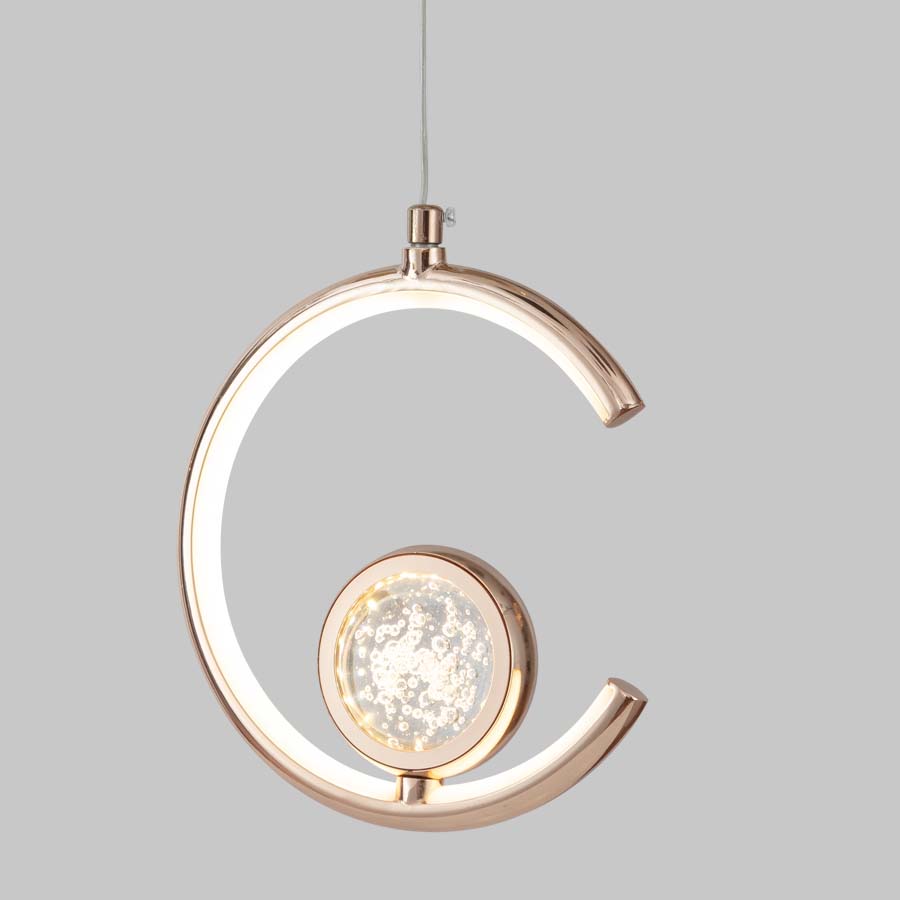 LED Aluminum Crystal Small Creative Circle Pendant Light Bedside Pendant Lamp