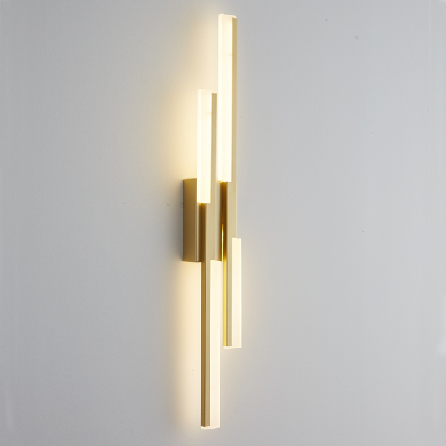 Modern Artistic LED Linear Straight Line Aluminum Acrylic Wall light Double Light