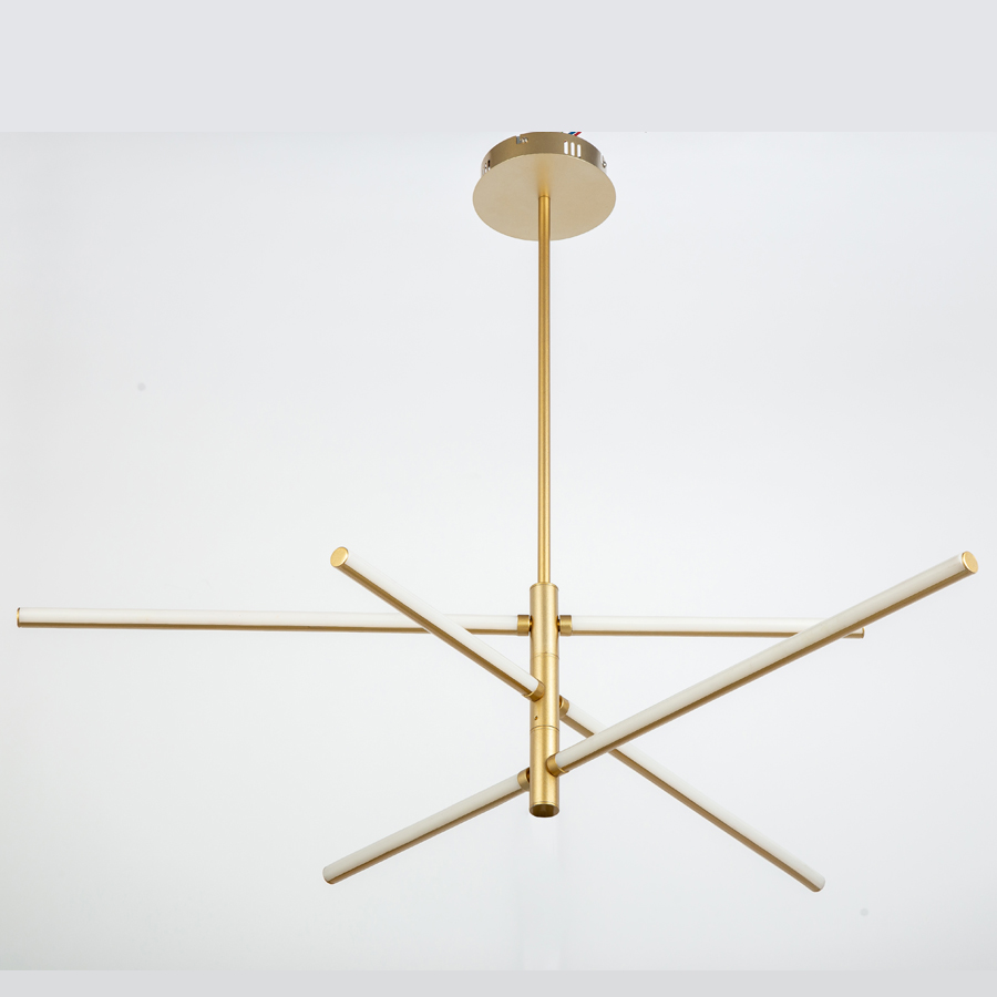 Modern LED Aluminum Straight Lines Pendant Light Middle Size Gold Color Adjustable Angles