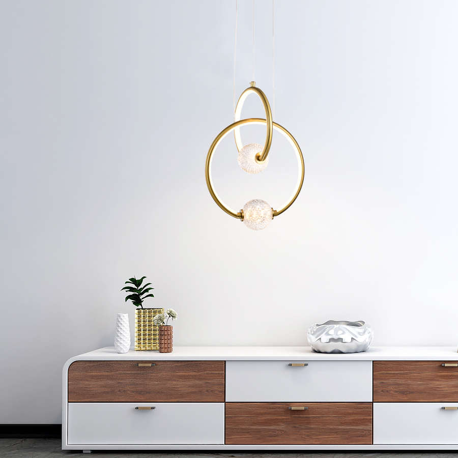 Modern Metal and Acrylic Two Layers Pendant Light for Bedroom