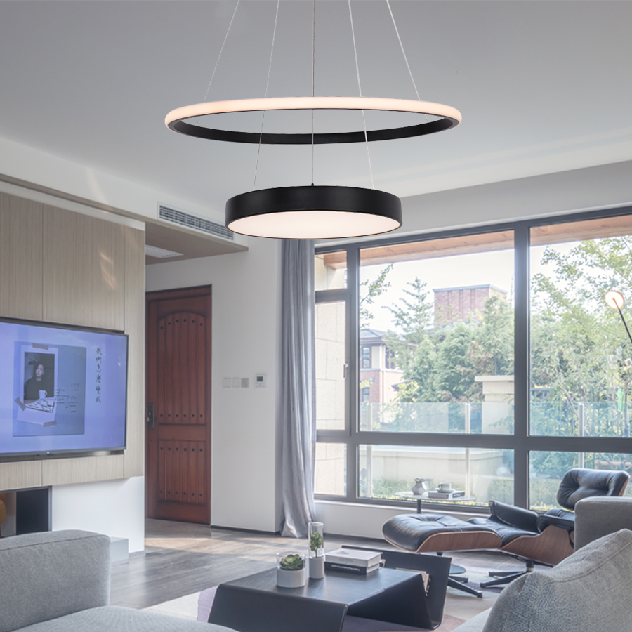 Black Aluminum Three Tiers LED Pendant Light For Indoor Decor