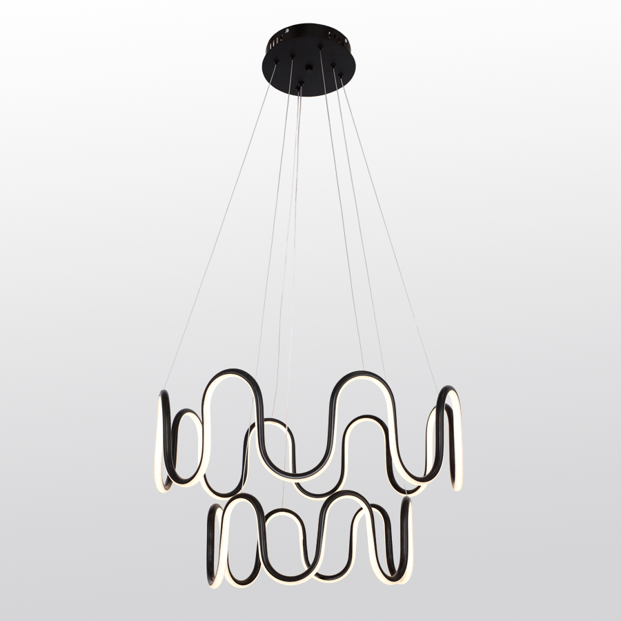 Double Circular Wave-Shaped Aluminum Pendant Light Chandelier Two Tiers For Indoor House