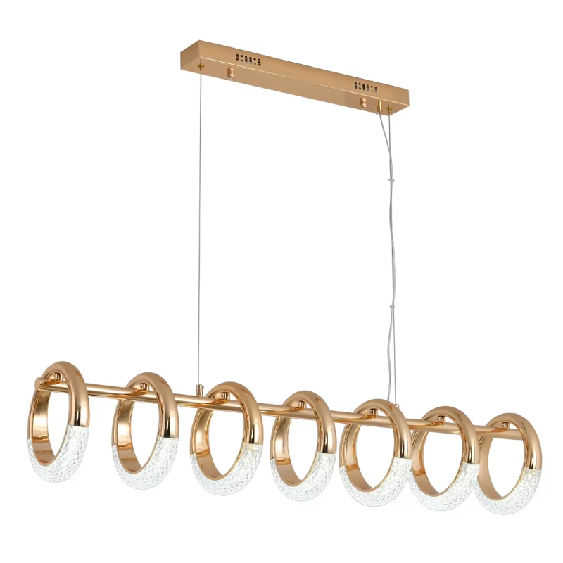  Acrylic Ring Horizontal Pendant Lamp Seven Heads Indoor Decorative Chandelier
